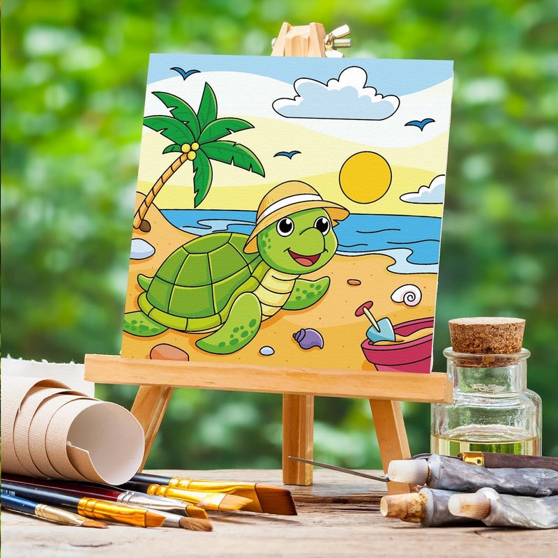 Anseal 8 Pack Pre Drawn Canvas for Painting, 8" X 8" Cute Animals Painting Canvas Bulk, Art Canvases for Painting for Kids Students School Home (Ocean) - Image 4